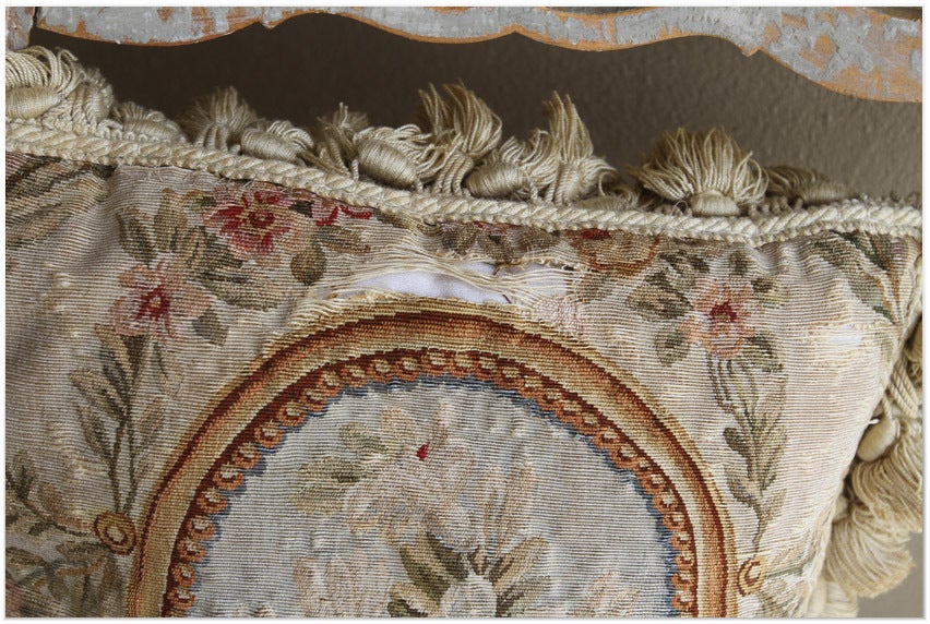 Pillow made from 19th C. French Aubusson 1