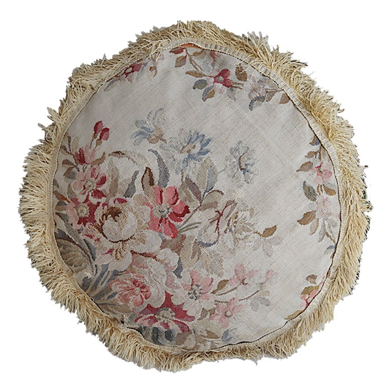 Pillow made from 19th C. French Aubusson For Sale