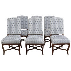 Set/6 French Regence Style Oak Chairs