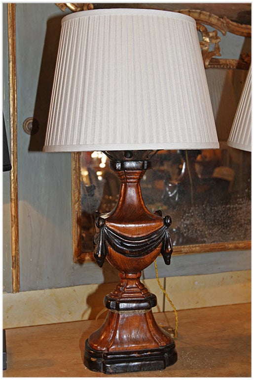 19th Century Wood Urn Lamp