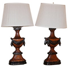 19th Century Wood Urn Lamp
