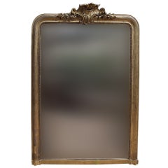 Antique 19th C. Louis Philippe Gold Mirror with Flowers