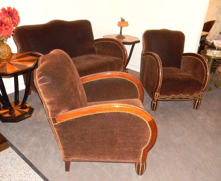 Important French Art Deco Sofa Settee and Chairs 4