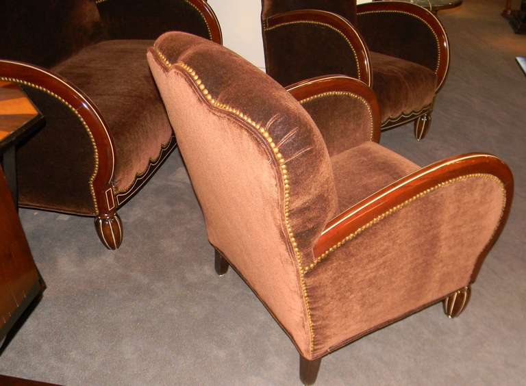 Important French Art Deco Sofa Settee and Chairs 3