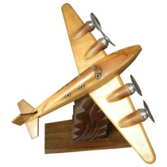 Original French Wood and Chrome Model Plane Art Deco, Period 1930s 7