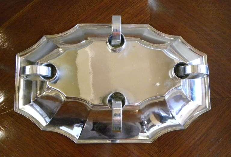 Stylish French Art Deco Silver Plate Serving Platter 1
