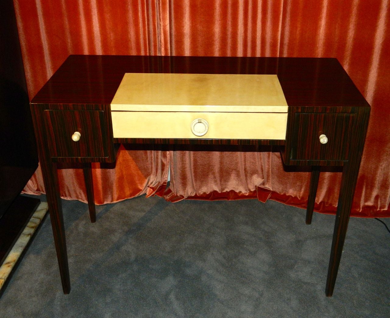 Petite Art Deco Macassar Writing or Vanity Desk