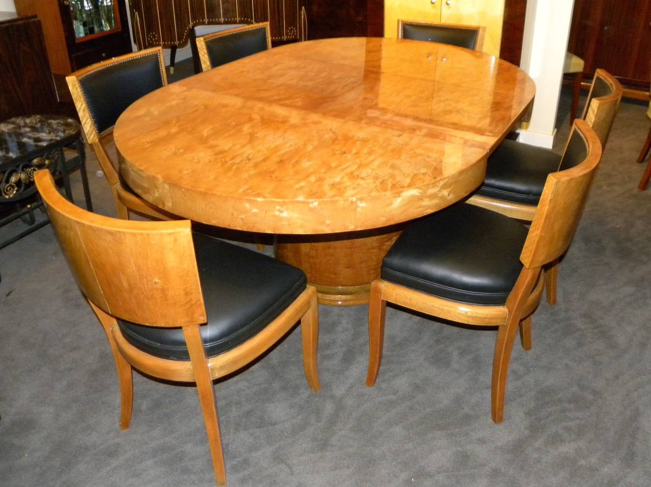 Art Deco Round Mid-Century Dining Table and Chairs In Excellent Condition In Oakland, CA
