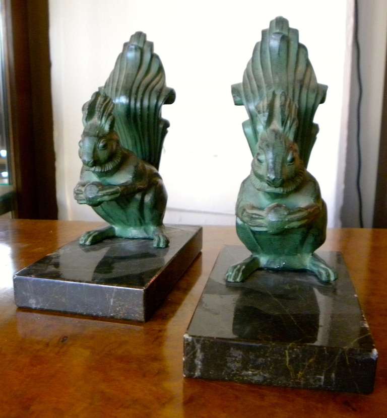 Squirrel Bookends French circa 1930's 3