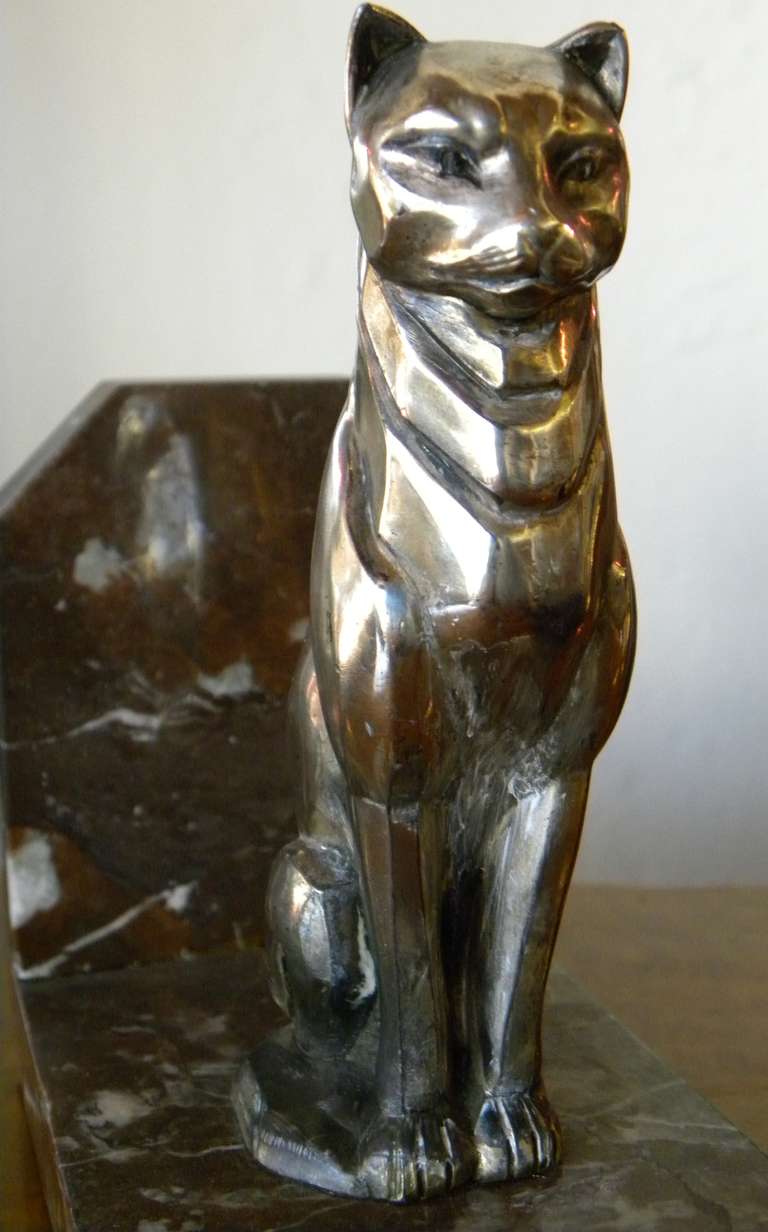 Art Deco Cubist Cats Bookends French 1930's