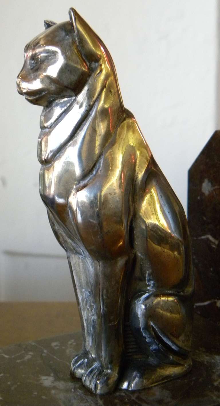 Mid-20th Century Cubist Cats Bookends French 1930's