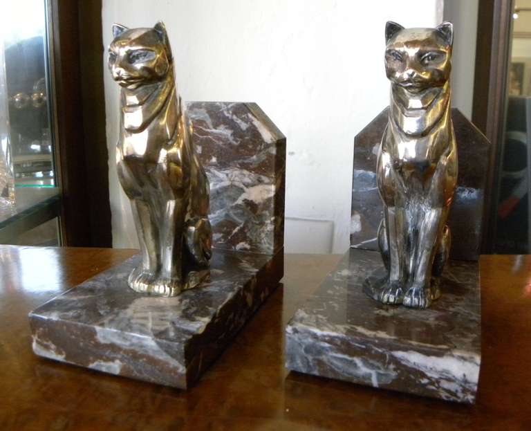 Cubist Cats Bookends French 1930's 1