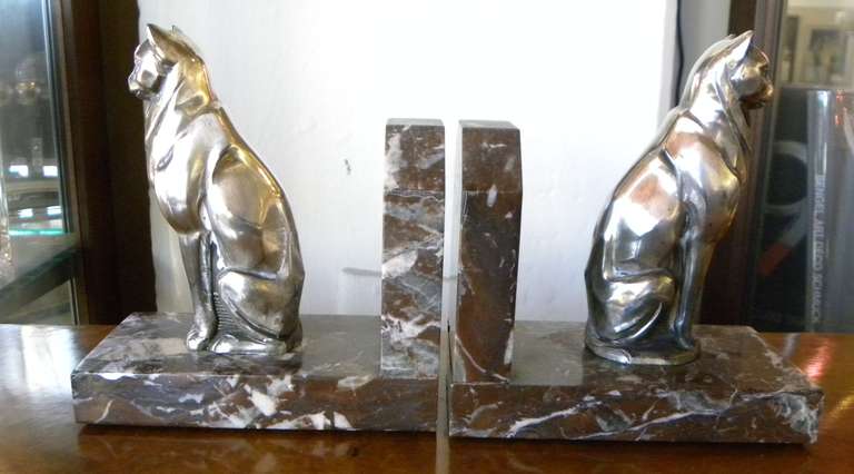 Cubist Cats Bookends French 1930's 2