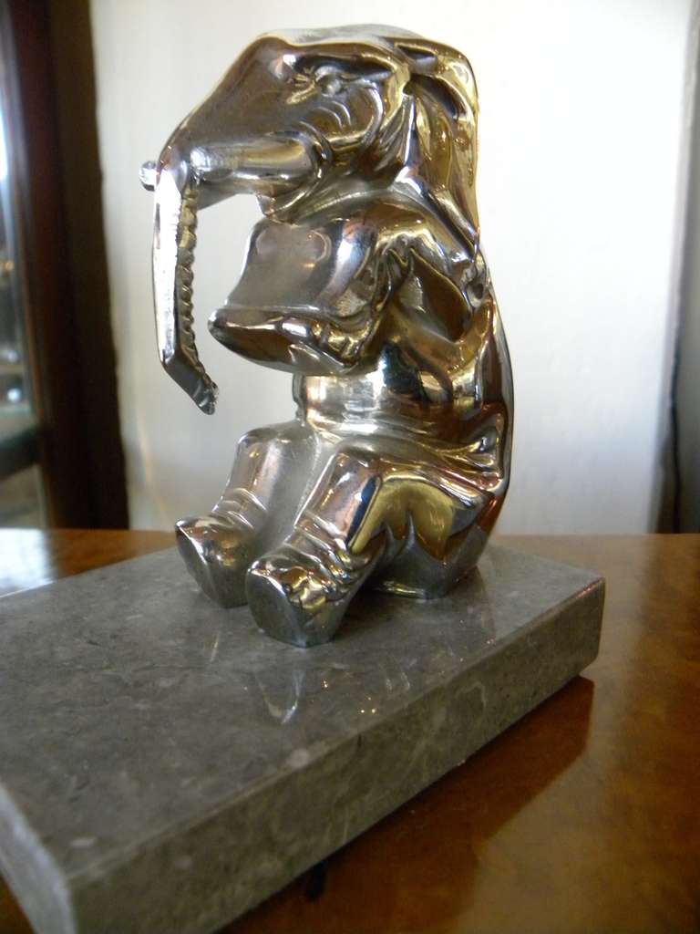Chrome-Plated Elephants Bookends French Art Deco In Good Condition For Sale In Oakland, CA