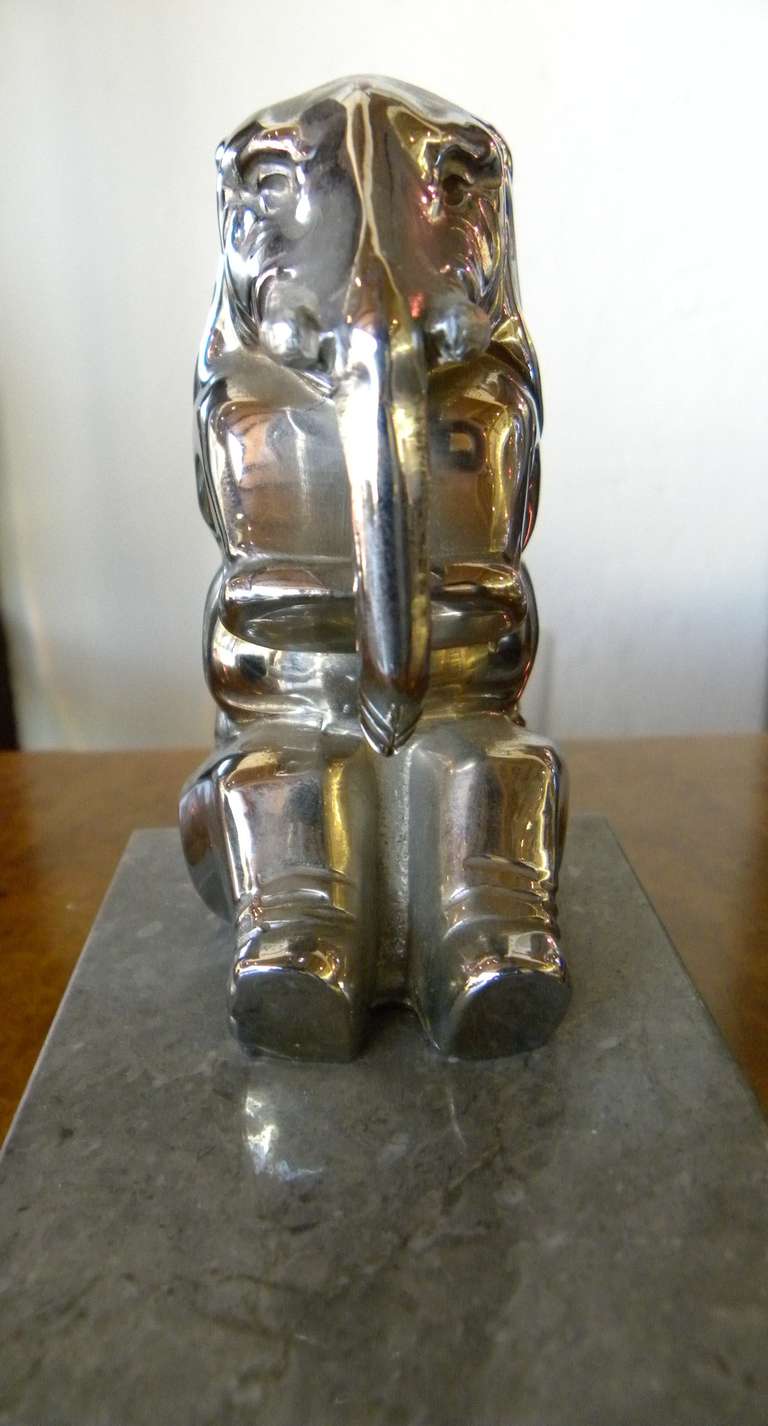 Metal Chrome-Plated Elephants Bookends French Art Deco For Sale