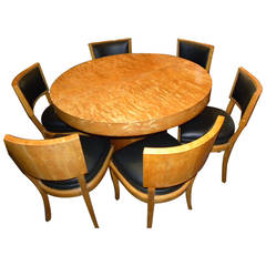 Vintage Art Deco Round Mid-Century Dining Table and Chairs