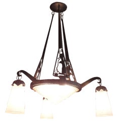 Nique Muller Frères French Art Deco Chandelier with Penguins 8