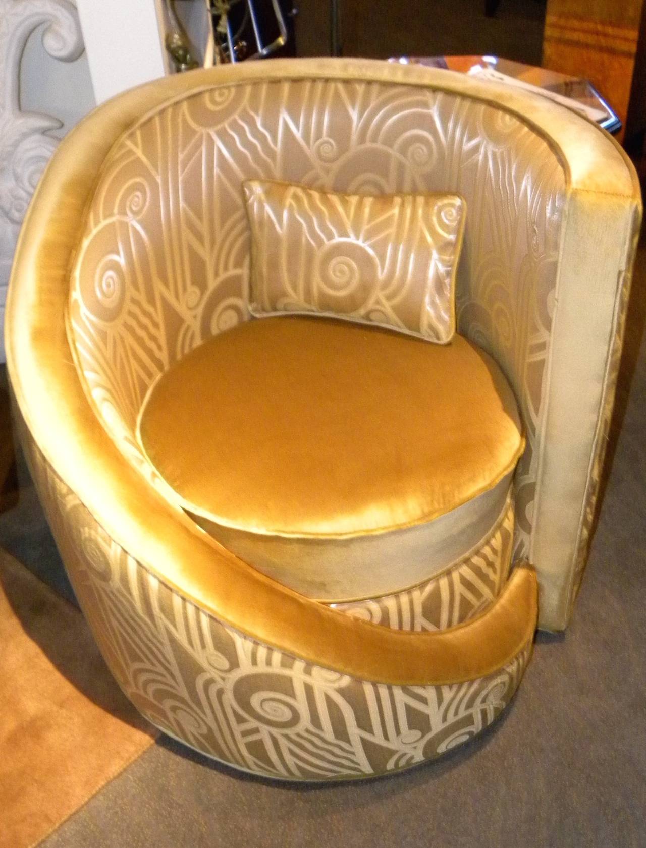 American Hollywood Glamour Art Deco Unique Swivel Chairs