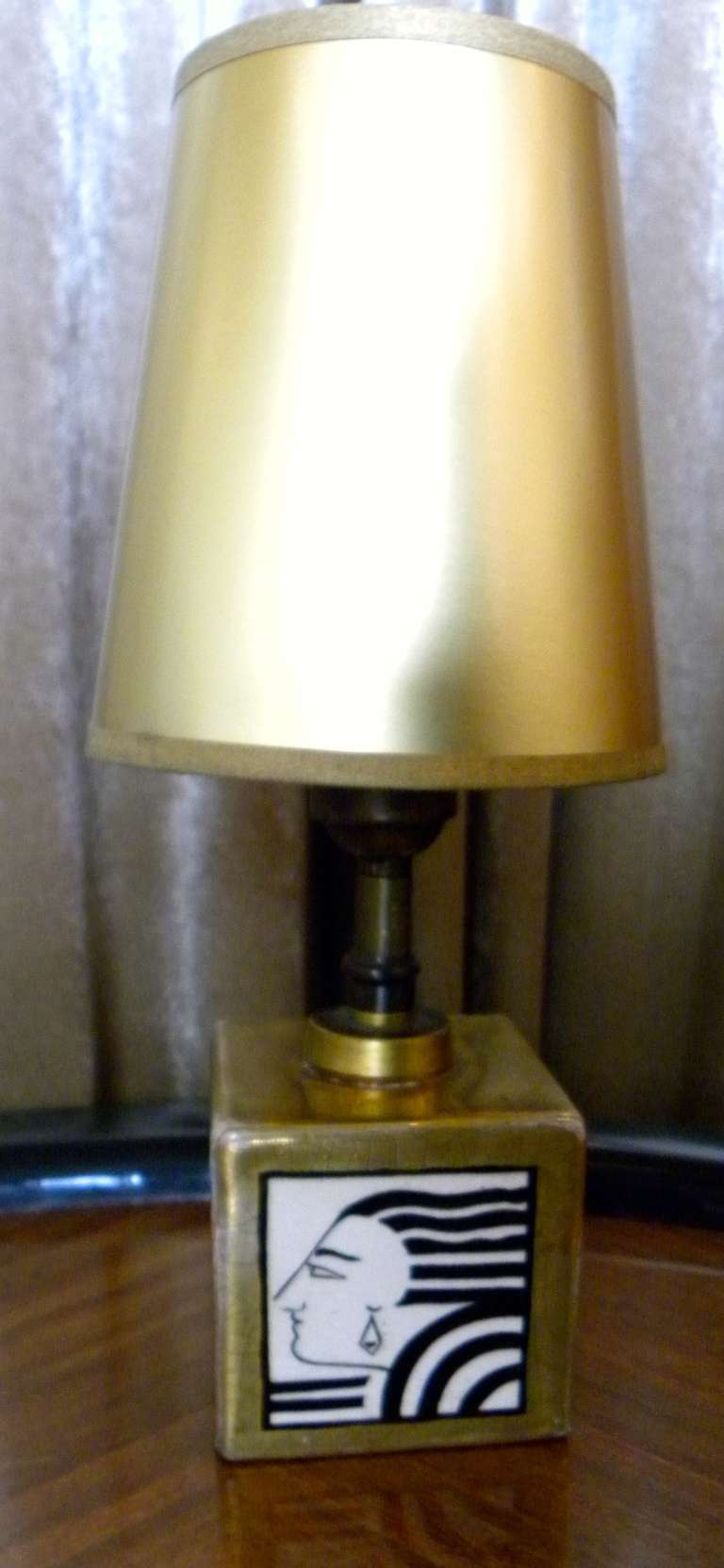 Stunning Art Deco French gilded Table lamp In Good Condition In Oakland, CA