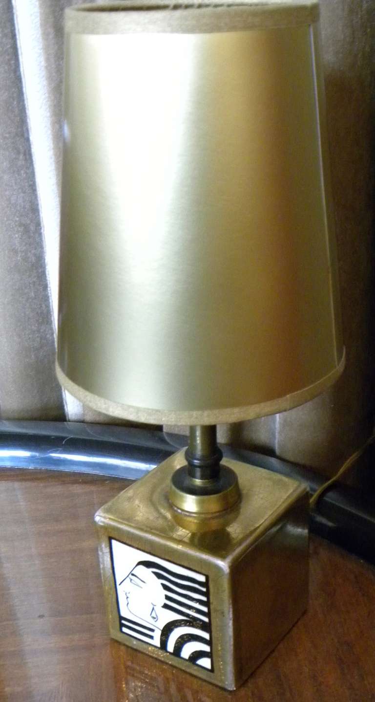 Ceramic Stunning Art Deco French gilded Table lamp