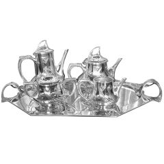Spectacular Art Nouveau WMF style Silver-plate 5 piece Coffee Tea Service