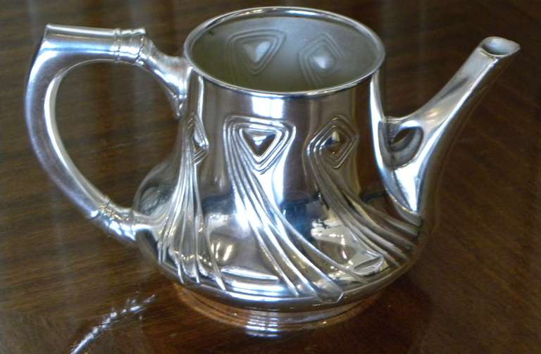 20th Century Spectacular Art Nouveau WMF style Silver-plate 5 piece Coffee Tea Service