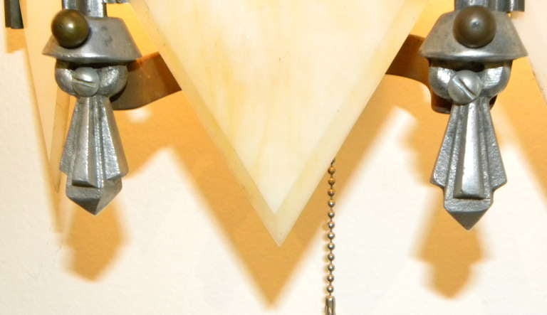 Mid-20th Century Unique Zig Zag Theater Art Deco Sconces 2 Pair