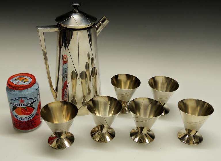 Extremely Rare Modernist Cocktail Shaker Set by Bernard Rice 