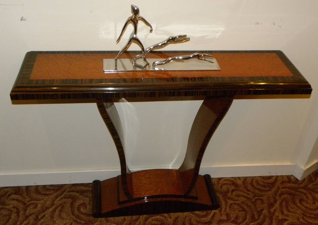 Two-Tone Art Deco Wood Console Table In Excellent Condition In Oakland, CA