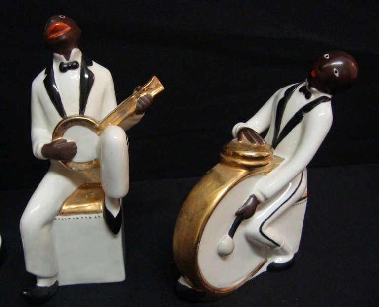 Art déco Robj Collection d'origine très rare 4 pièces Jazz Band Art Déco français