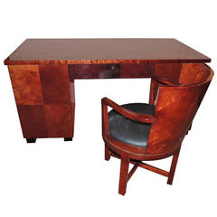 Spectacular Four-Piece Art Deco Mahogany Desk Suite