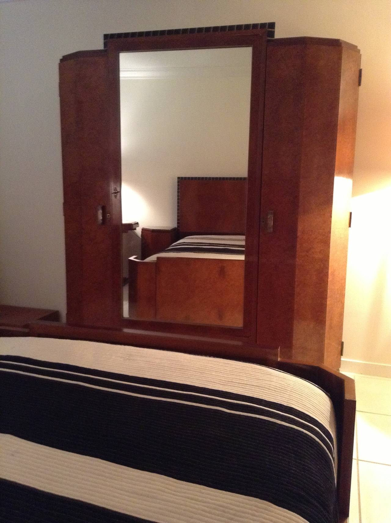 Wood French Art Deco Modernist Bedroom Suite