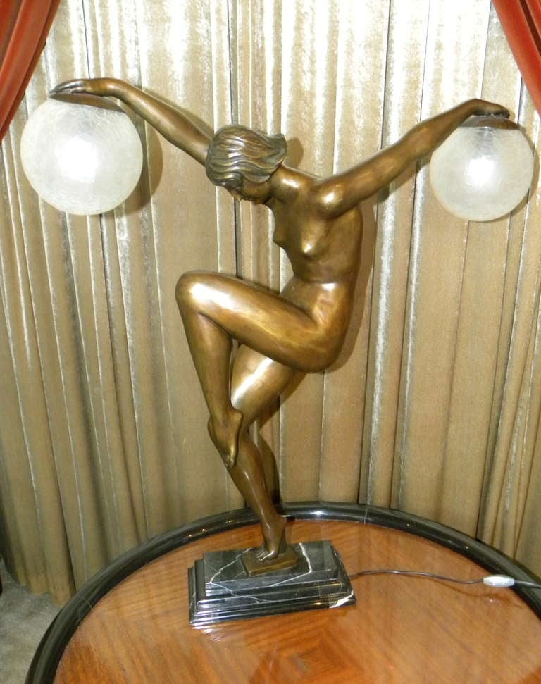 French Art Deco Style Woman Danseuse aux Boules Lamp 5