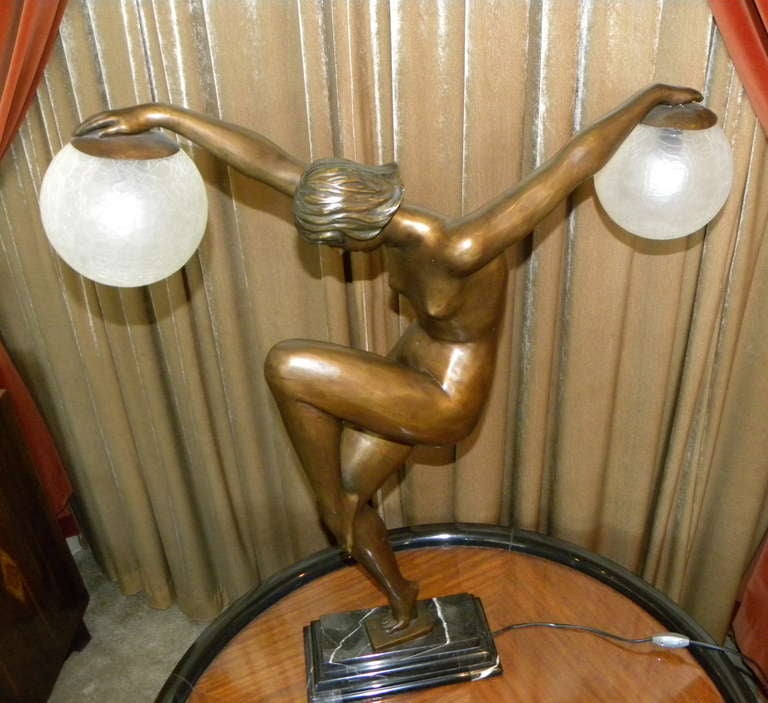 French Art Deco Style Woman Danseuse aux Boules Lamp 4