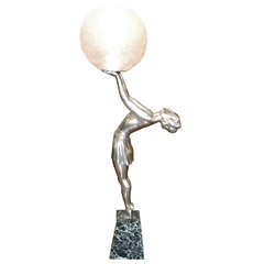 Unique French Art Deco statue light by, Balleste