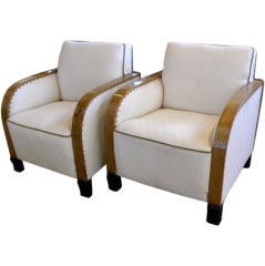 Art Deco Club Chairs with Diamond Fabric