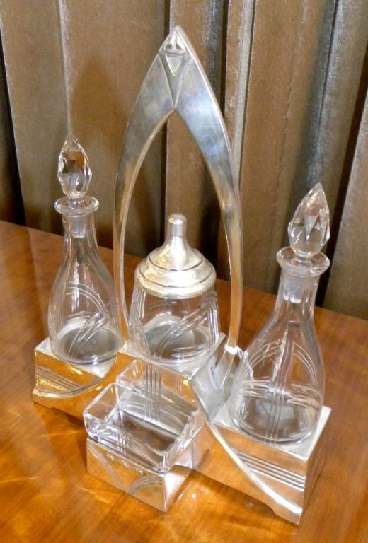 Art Nouveau to Art Deco WMF silver-plate oil-vinegar cruet
