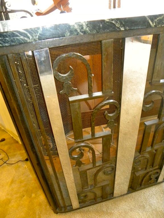 Mid-20th Century  French Fer-Forge Iron Console, Radiator Cover Screen