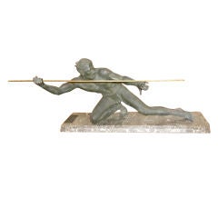 Used Bronze Javelin Thrower by A. P. Hugonnet French 1930's