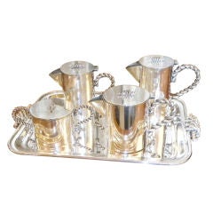 Vintage 5 piece Coffee -Tea Service with unusual metal-work