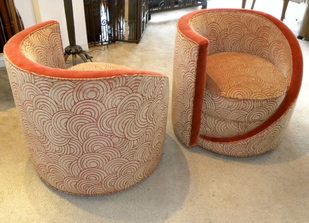 Some lucky household is going to take these home and have all kinds of fun and enjoyment. We are offering here  a pair of very very unique original art deco chairs (of course we spend some time doing our magic to them).  The upholstery is new of