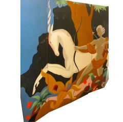 Original French Art Deco Screen with mural image of Diana- Icart