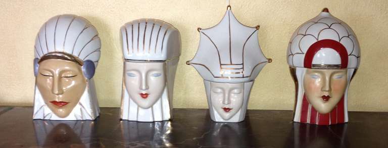 Ceramic Very Rare Original Robj Bonbonniere Candy Jars French Art Deco