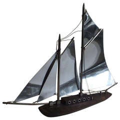 Nice Original Macassar Ebony Chrome Sailboat Art Deco