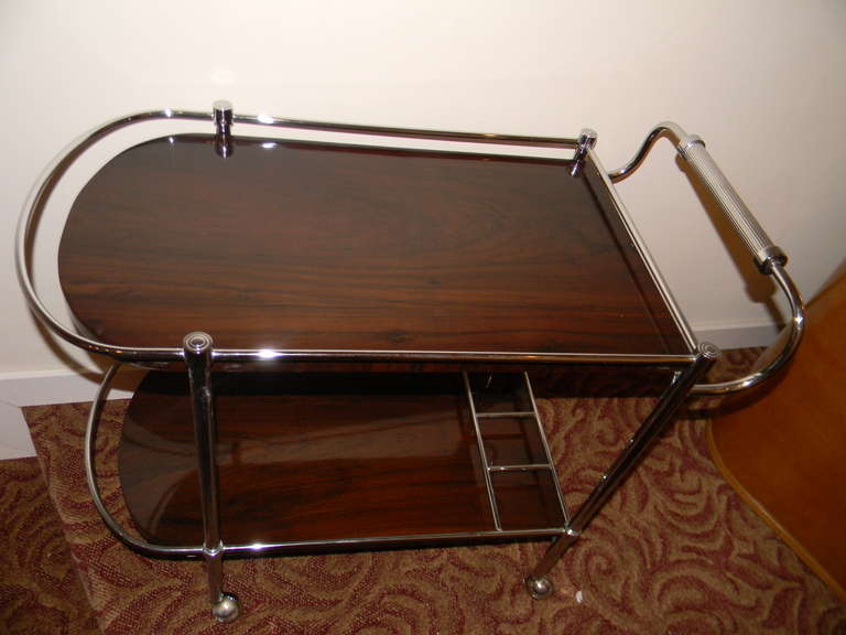 Restored Metal Frame Art Deco Bar cart In Excellent Condition In Oakland, CA