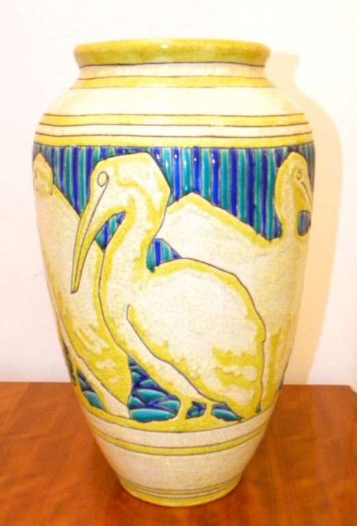 Mid-20th Century Very Rare Charles Catteau Art Deco Pelican Vase