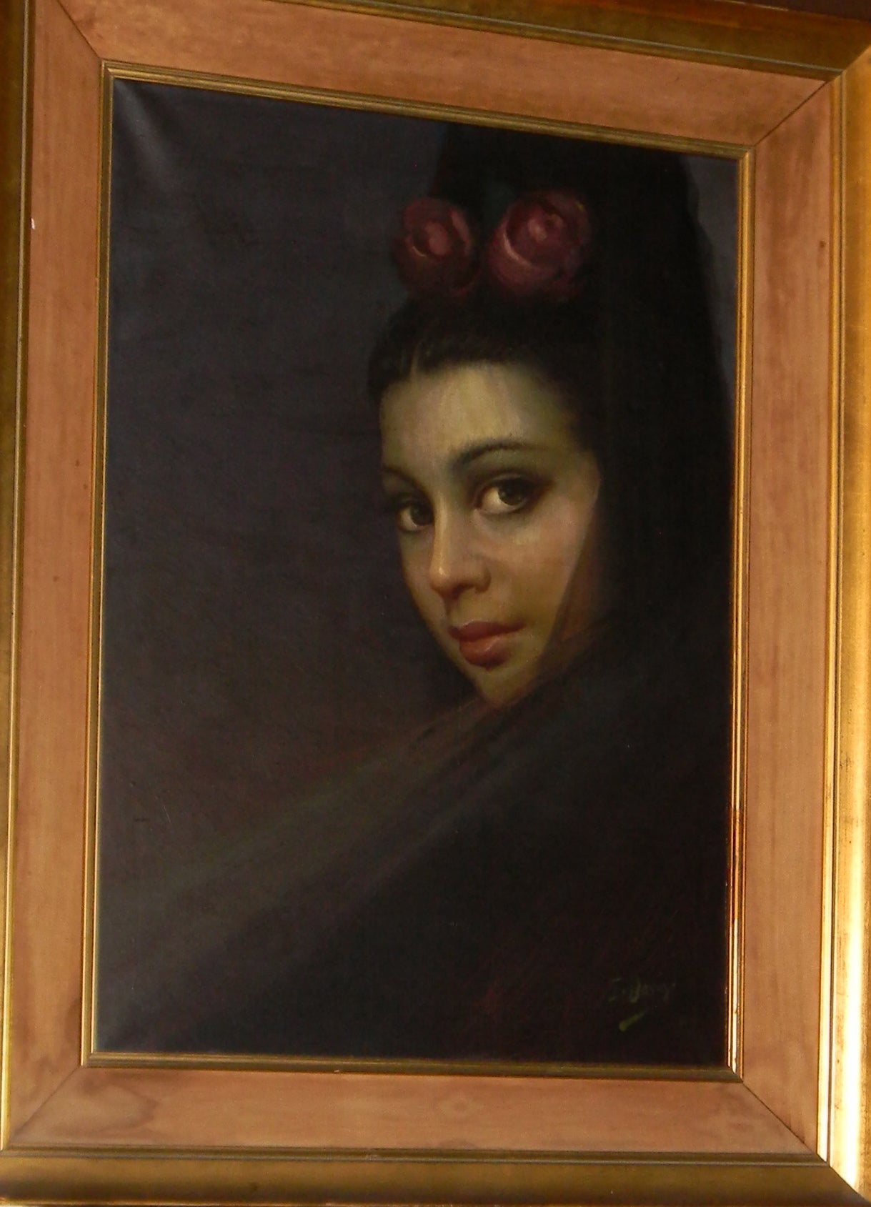 Art Deco Painting Mysterious and Beautiful Spanish Woman