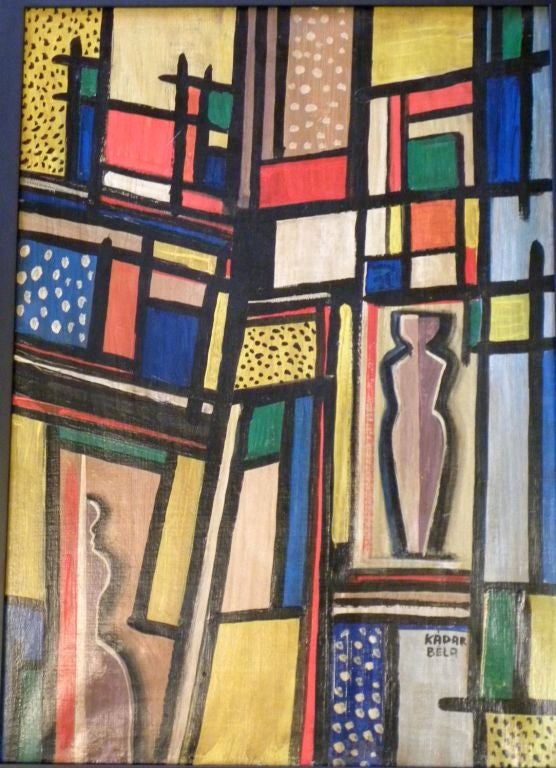 Original Béla Kádár Art Deco Constructivisim Painting
