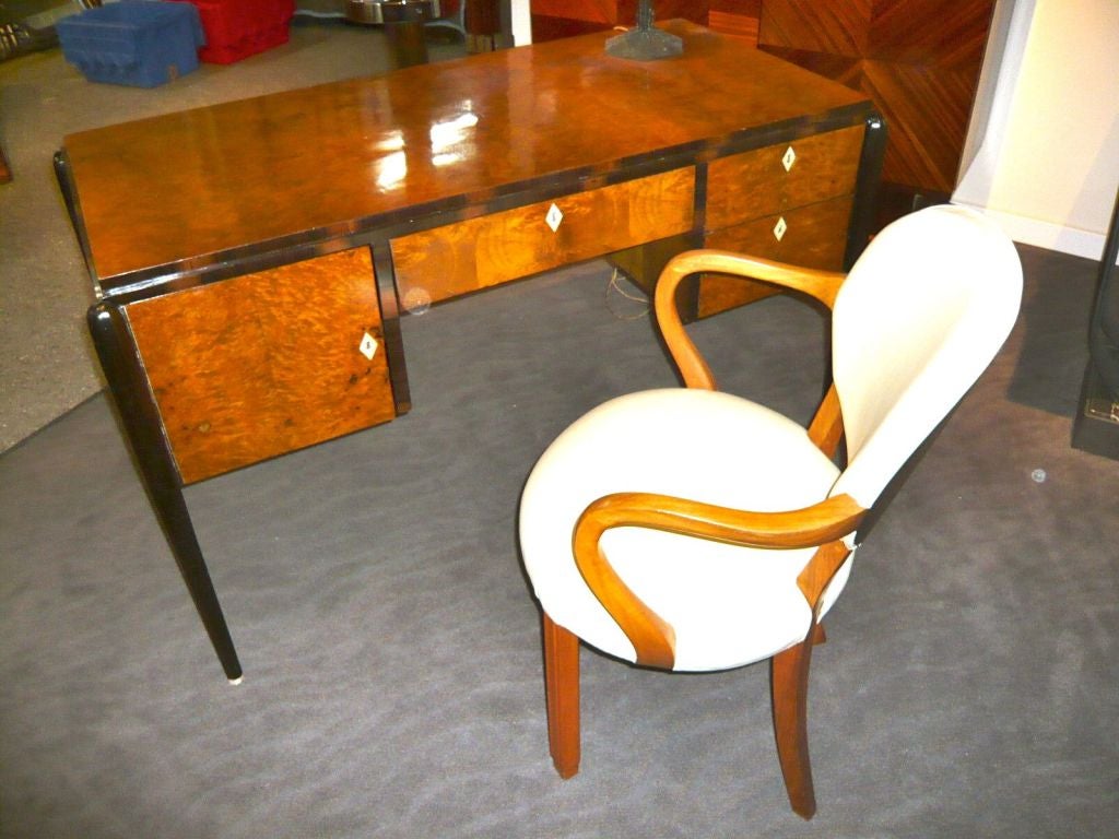 Two-Tone Art Deco Reception and Writing Desk with Ivory Accents 2