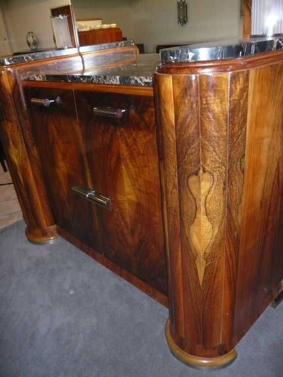 Original French Art Deco Buffet side piece with built in sconces